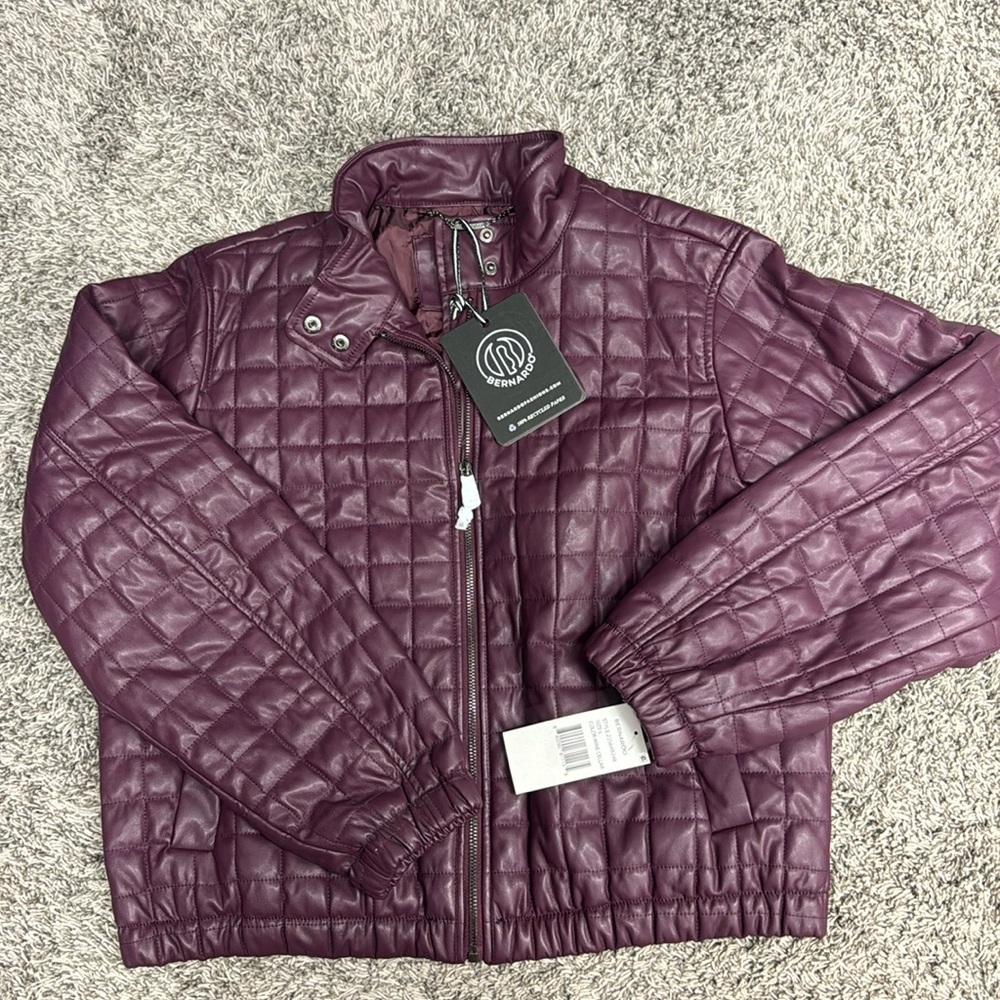 Vegan Leather Bernardo wine color Jacket